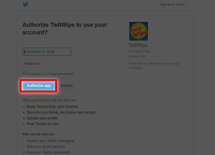 Authorize app