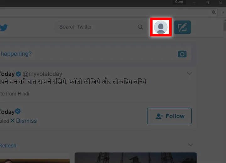 Click your profile picture