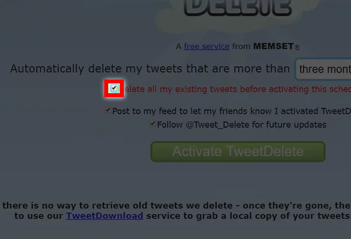 Delete all my existing tweets