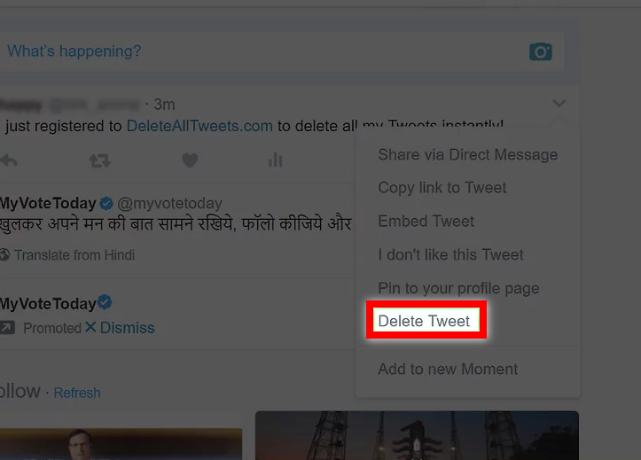 Delete tweet