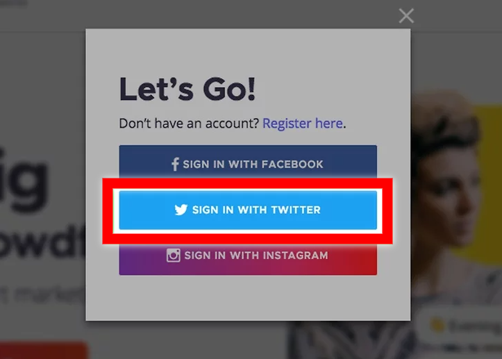 Log into Crowdfire with Twitter