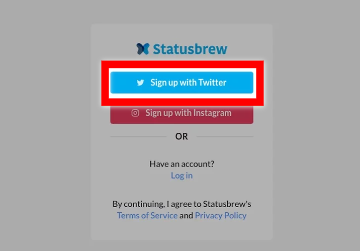 Sign up with Twitter