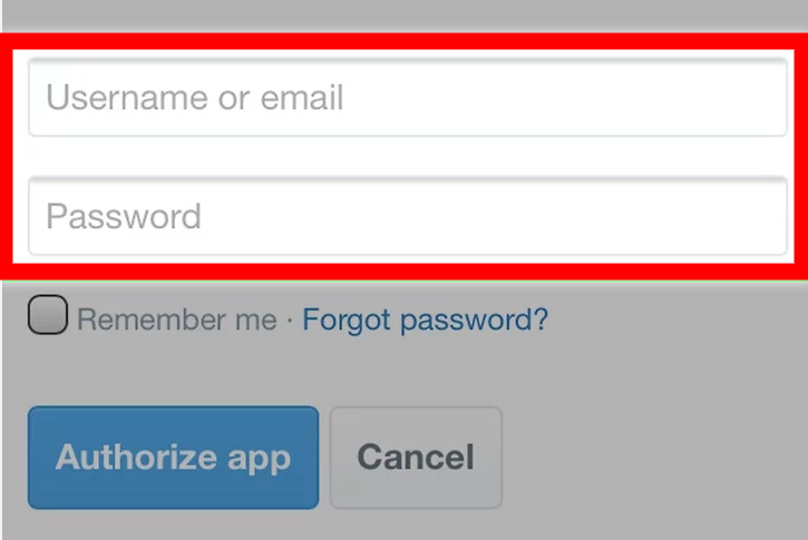 Twitter username and password