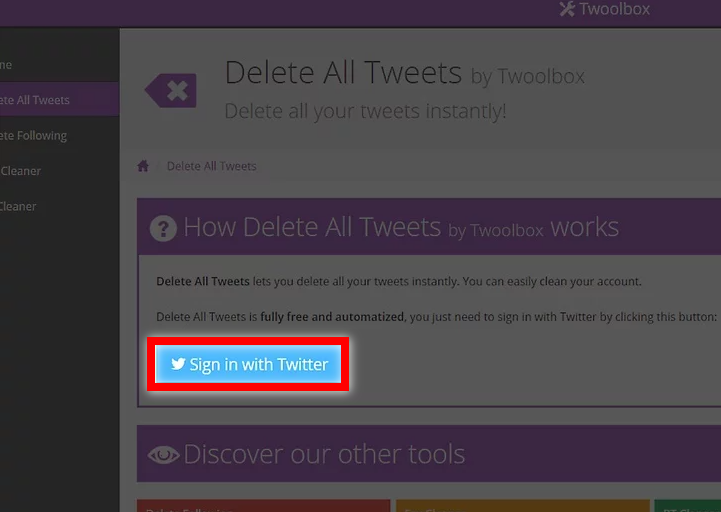 sign in with Twitter