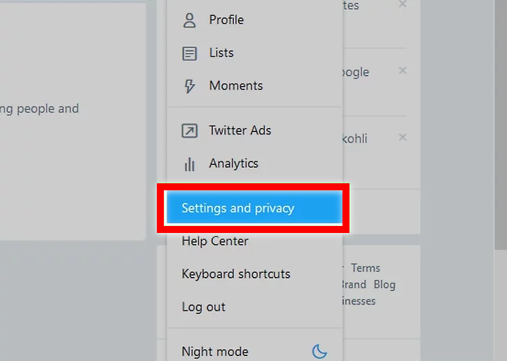 Click Settings and privacy